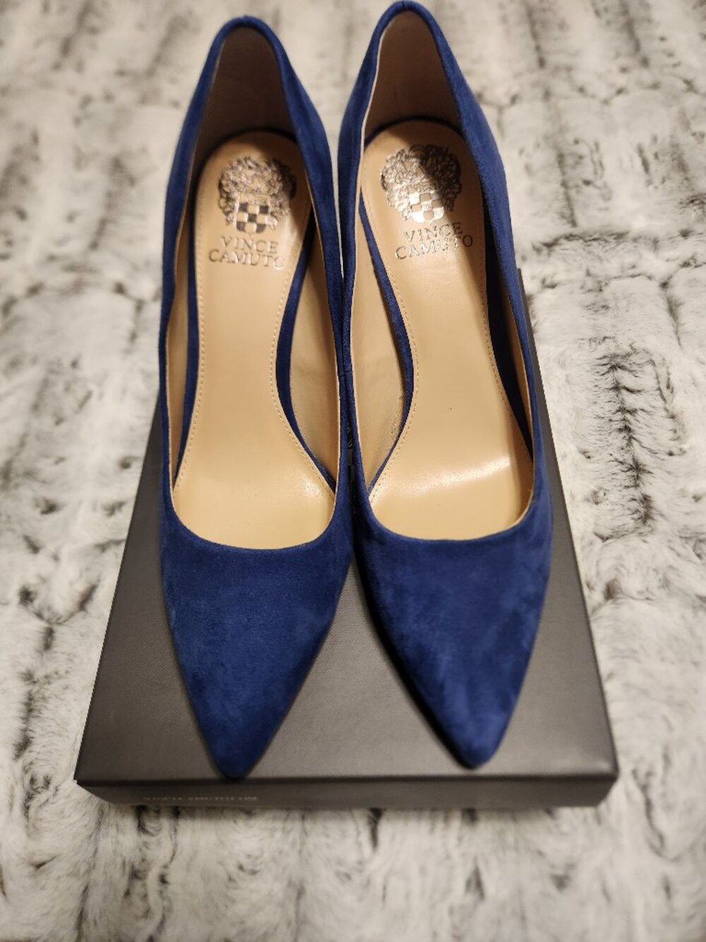 Vince Camuto Savilla Deep Blue Suede Pointed Toe Stiletto Pumps Women's 8.5M